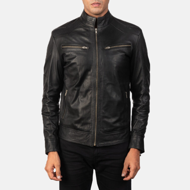 Mens Mack Black Leather Biker Jacket6009-5-1568631573497
